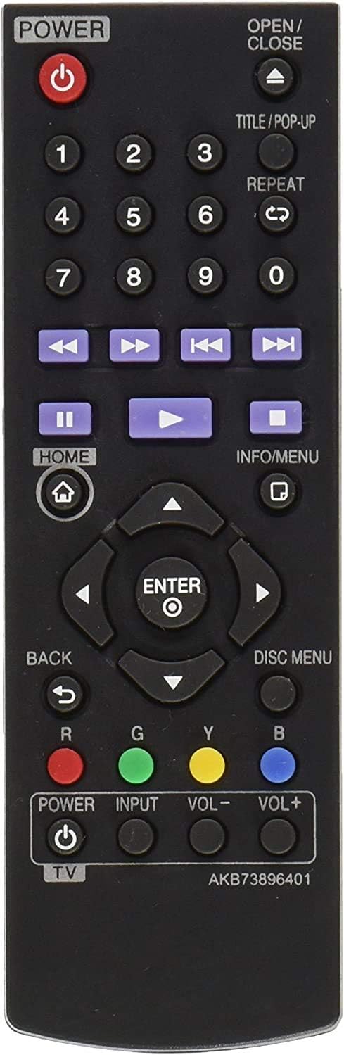 AKB73896401 Replacement Remote Control for LG BLU RAY DISC DVD Player BPM25 BPM35 BP550 BP640 BP200 BP300 BP340 BP350