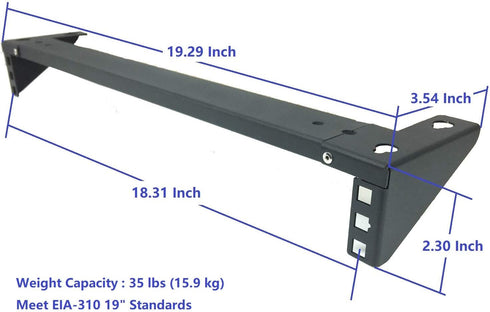 JINGCHENGMEI 1U 19 Inch (1U90) Steel Vertical Wall Mount Rack and Horizontal Under Desk PC Mount Bracket for Network