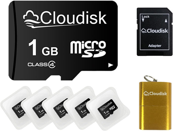 Pack of 5 Micro SD Card 1GB Flash Memory Card C4 with SD Adapter, Card Reader