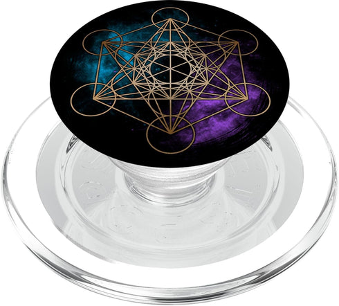 Geometric Sacred Geometry Metatron Cube Space Galaxy PopSockets PopGrip, Swappable Grip for Phones & Tablets