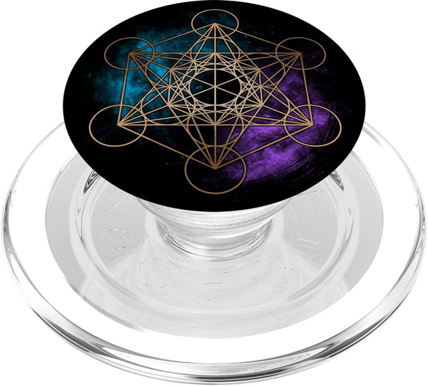 Geometric Sacred Geometry Metatron Cube Space Galaxy PopSockets PopGrip, Swappable Grip for Phones & Tablets
