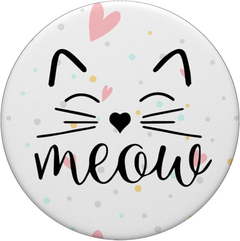 Meow Cute Cat Face Funny Quote for Cat Fans PopSockets Standard PopGrip.