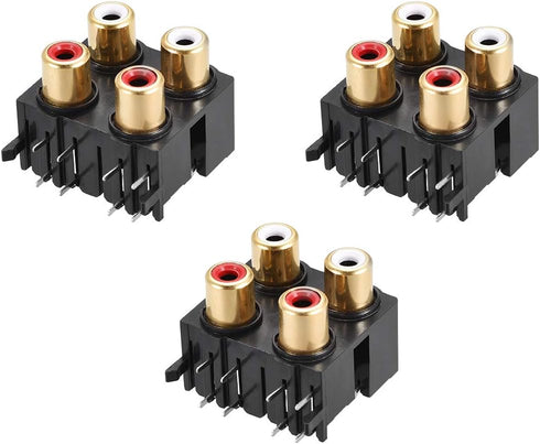 uxcell 3pcs Concentric Outlet 4 RCA Female Jack 8-Pin Connector Socket Panel Mount