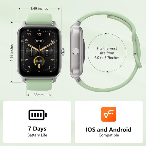Smart Watches for Men/Women, 1.8'' Alexa Built-in Fitness Tracker Watch with Bluetooth Calls, IP68 Waterproof, 110