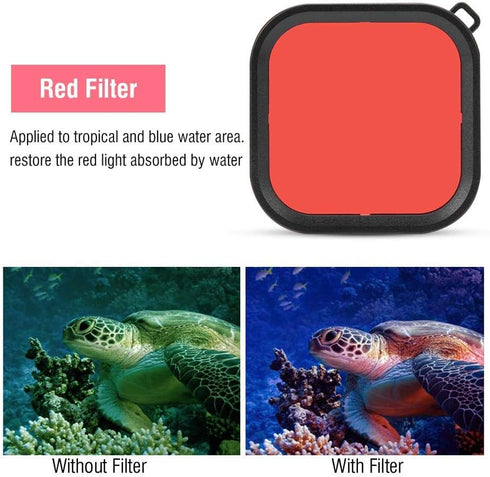 Waterproof Diving Lens Filter for GoPro 8 with Hanging Strap, Red Filter