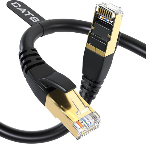 DbillionDa Cat 8 Ethernet Cable 40Gbps 2000MHz, 20FT Supports Cat7 Cat6 Cat5e