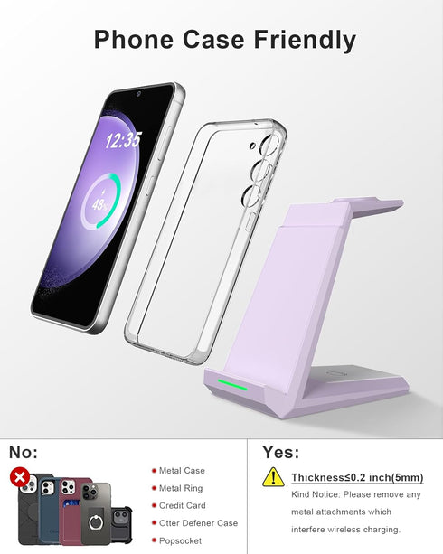 ADADPU 3 in 1 Wireless Charger for Samsung, Charging Station Dock for Multiple Devices, Compatible with Galaxy S24