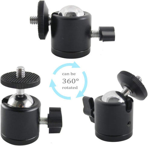 EXMAX 360 Degree Aluminum Alloy Body Rotating Swivel Mini Tripod Ball Head with 1/4" Screw Thread Base Mount for DSLR