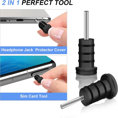 Silicone USB C Dust Plug Cover with Cleaning Kit for iPhone 15 Series, Samsung Galaxy S23/S22/S21/S20, Note 20/10 and