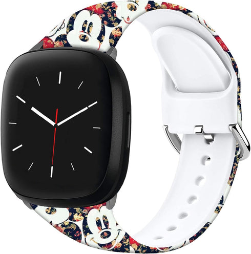 Mouse Theme Bands Compatible with Fitbit Sense/Sense 2/Versa 3/Versa 4 Band Fancy Soft Sport Silicone Cartoon Holiday Strap Men Women