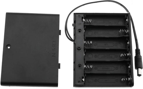 E-outstanding Battery Box, 6x1.5V AA Battery Case Holder, Black with ON/Off Switch
