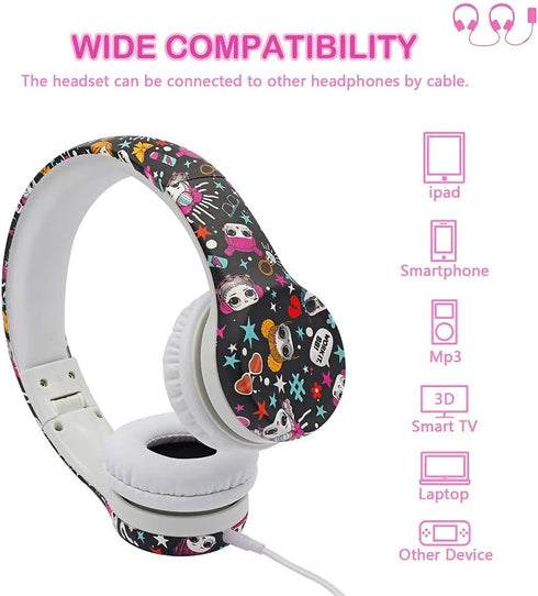 Girls Headphones for Kids,Toddler Kid Headphones with mic & Audio Sharing Port+ Volume Limited,Boys Girls Baby Children Toddlers School use((Girls Headphones)