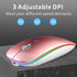 Uiosmuph LED Wireless Mouse, G12 Slim Rechargeable Silent 2.4G Optical Mice with USB Receiver (Rose Gold)