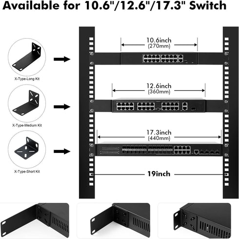 MokerLink Rack Mount Kit for 17.3 Inch Wide Switches, Adjustable Hole Distance 14-29mm, Compatible with Cisco, NETGEAR