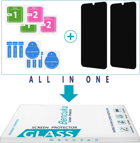 2 Pack Privacy Screen Protector for Samsung Galaxy A15 5G and Galaxy A15 6.5-inch, Anti Spy Tempered Glass, Bubble