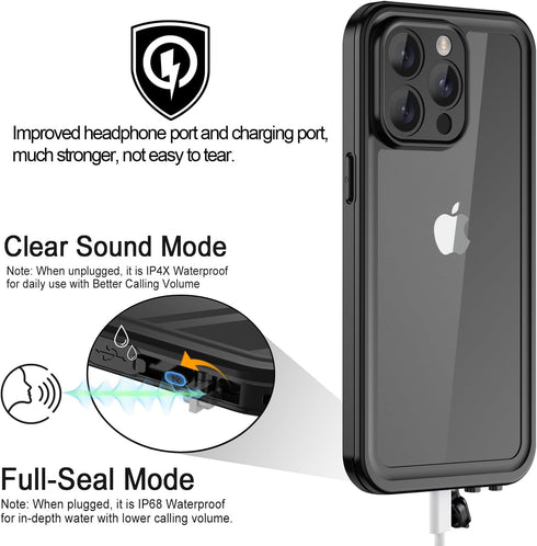 Waterproof Case for 15 Pro Max - Shockproof IP68 Full-Body Sturdy Case with Built-in Screen Protector, Durable