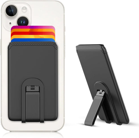 Senose Silicone Phone Card Holder, Stick on Credit Card Holder with Stand for Back of Phone, Anti Slip Compatible with