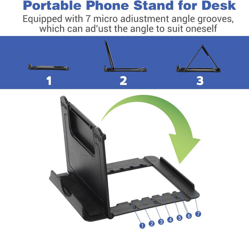 Ymapinc 4 Pcs Foldable Cell Phone Holder for Desk, Adjustable Desk Cell Phone Stand, Universal Mobilephone Stand