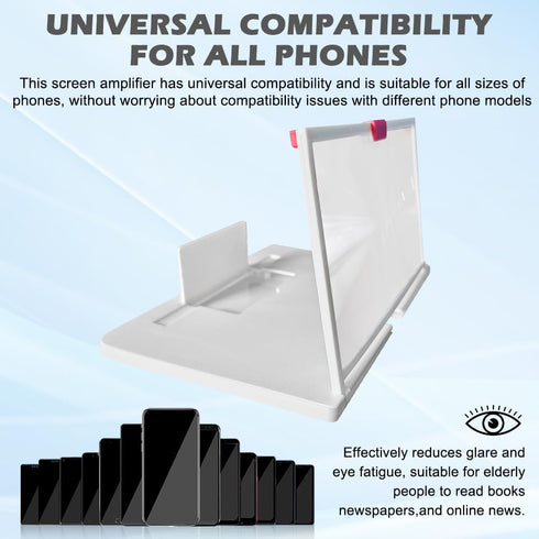 Kakalote 12'' 3D Phone Screen Magnifier Amplifier, Foldable Phone Stand HD Mobilephone Magnifier Projector Screen