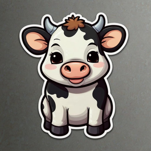 Acatalepsy Sticker Cute Dairy Cow Stickers for Water Bottle 2in, Waterproof Vinyl Kawaii Animal