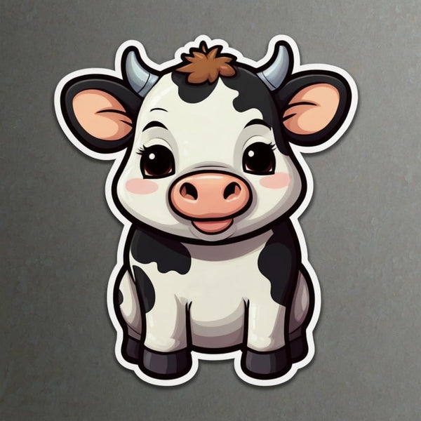 Acatalepsy Sticker Cute Dairy Cow Stickers for Water Bottle 2in, Waterproof Vinyl Kawaii Animal