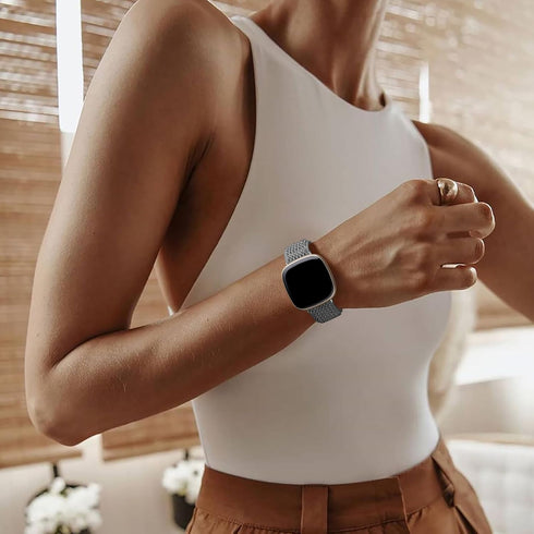 Ouwegaga Elastic Band Compatible with Fitbit Sense/Fitbit Versa 3/4, Adjustable Sport Stretchy Nylon Solo Loop