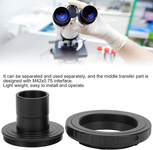 Zyyini Microscope Lens Adapter, Aluminium Alloy Black 23.2mm T-Mount for Nikon F-Mount SLR Camera, Biological Microscope