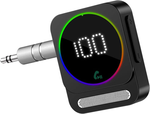 Bluetooth 5.3 AUX Adapter for Car, Wireless Audio Receiver with LED Display, Noise Cancelling Music Receiver, Type-C