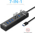 IVETTO 7-Port 3.0 3.3ft USB Hub, Data USB Hub Splitter with Long Cable for Laptop, PC, MacBook, Mac Pro, Mac mini