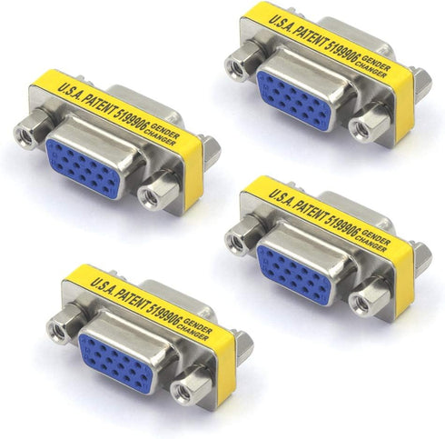 VCE VGA Adapter Female to Female SVGA Coupler - HD15 Mini Gender Changer VGA Cable Extender, 4-Pack