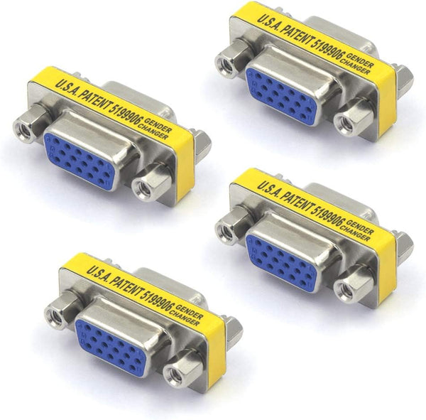 VCE VGA Adapter Female to Female SVGA Coupler - HD15 Mini Gender Changer VGA Cable Extender, 4-Pack