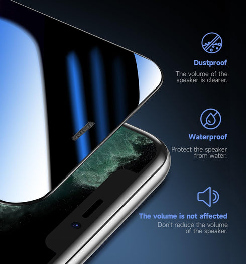 MAGIC JOHN Privacy Glass Screen Protector for iPhone 11 Pro Max 6.5" - 2 Pack, Easy Bubble-Free Installation, Auto