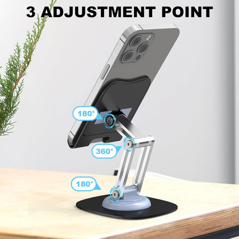 Cell Phone Stand, Fully Adjustable Foldable Desktop Holder, 360 Degree Rotating for iPhone 15 14 13 12 Pro, Blue