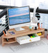 Triangle Monitor Riser, Cut Triangular Desktop Corner Stand with Drawers, Wooden Computer Stand for Office Organization