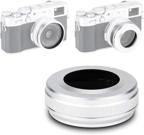 JJC Mark V Metal Lens Hood Protector with 49mm Filter Adapter for Fujifilm X100VI X100V X100F X100T X100S