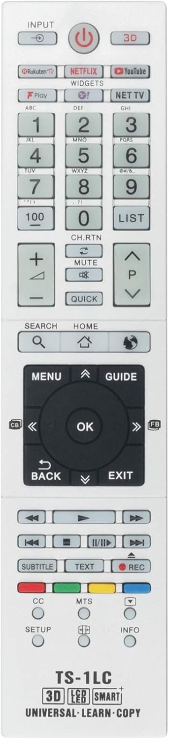 TS-1LC Universal Replacement Remote Control for Toshiba TV Models 19AV615DB, 26AV615DB, 32AV615DB, and More