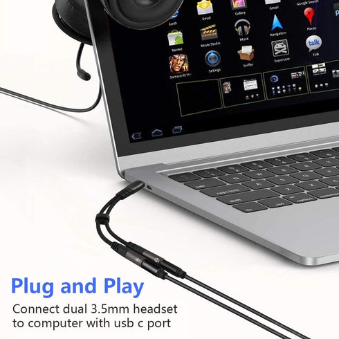USB C Microphone Adapter, USB C to 3.5mm Combo Hi Fi Audio & Mic Jack Splitter, Compatible with iPhone 15 Pro Max/15