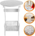 Angoily Small Round Side Table White Plastic Wood Nightstand for Bedroom Living Room Balcony with Storage and Hollow