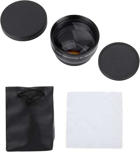 52mm telephoto lens52mm 2X mag,Lens,52mm 2X Magnification HD Tele Converter Telephoto Lens for 52mm Mount Camera