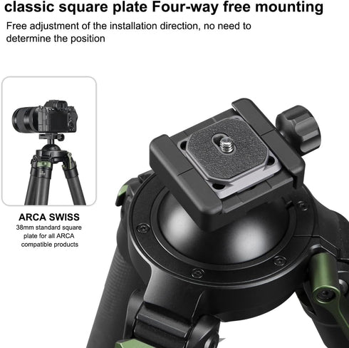 FANAUE CP-01 Camera Clip QR Mount Plate 38mm Square has 1/4 inch Screw, Quick Release Plate Compatible with Arca Swiss/RRS Tripod Ball Head Adapter to Shoulder Strap Quick Switch with 4 Safety Holes.
