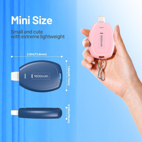 (2-Pack) USB C Keychain Portable Charger, 1600mAh Mini Power Bank, Ultra-Compact Battery Pack for Android Type-C