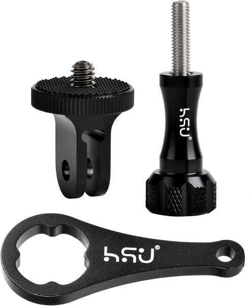 HSU Aluminum Camera Tripod Mount Adapter, 1/4"-20 Mount with Aluminum Thumbscrew for Insta360, GoPro, Sony Cameras