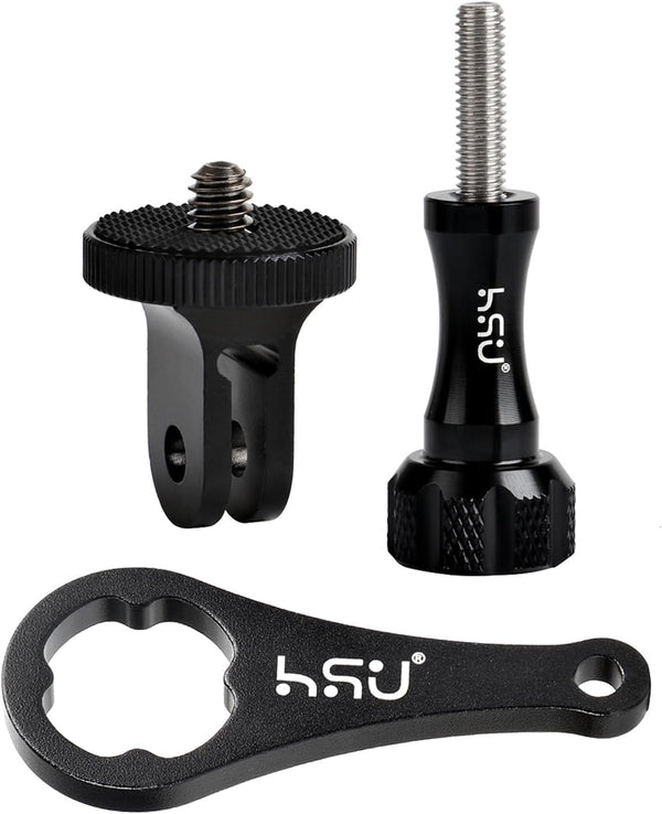 HSU Aluminum Camera Tripod Mount Adapter, 1/4"-20 Mount with Aluminum Thumbscrew for Insta360, GoPro, Sony Cameras