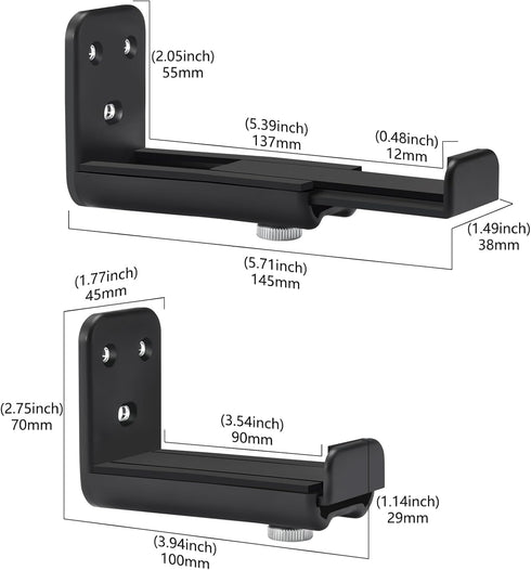 MegaDive 44 lbs,Adjustable Speaker Wall Mount BracketCompatible with Samsung Soundbar&Bose Soundbar .etc Various Brands
