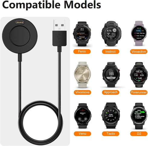 Charger for Garmin Fenix 5/5S/5X, Fenix 6/6S/6X, Fenix 7/7S/7X, Fenix 8 Charging Dock Station with 1m USB Cable