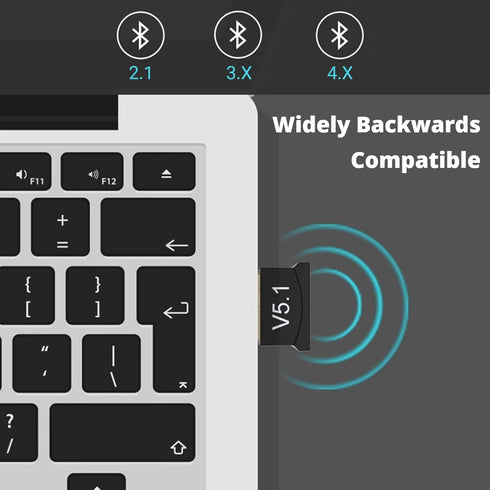 USB Bluetooth Adapter, Long Range Bluetooth 5.1 Dongle Receiver for PC, Backward Compatible with Bluetooth 2.1/3.x/4.x