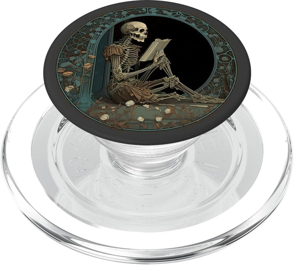 PopSockets PopGrip for MagSafe - Librarian Skeleton Gothic Goth Book Reading Lover
