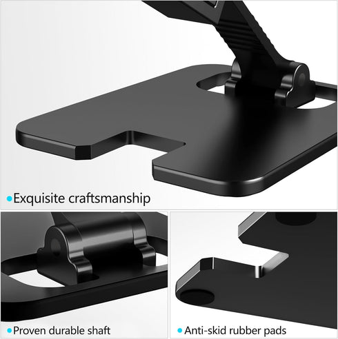 Amzpas 17 16 15 14 13 12 11 8, Adjustable Cell Phone Stand Metal, Foldable Desktop Cellphone Stand with Anti-Slip Base