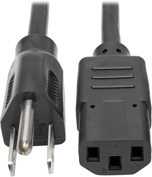 Tripp Lite Standard Computer Power Cord 10A, 18AWG, 4-ft. (NEMA 5-15P to IEC-320-C13) Black