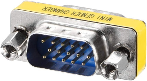 uxcell DB15 VGA Gender Changer, 15 Pin Male to Male, 3-row Mini Coupler Adapter Connector for Serial Applications, Blue